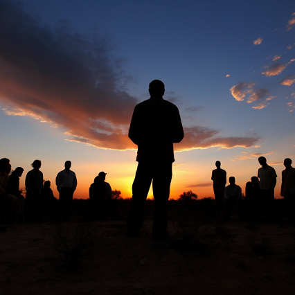 A man with a group