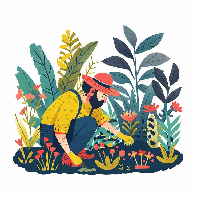 a painting of a gardener