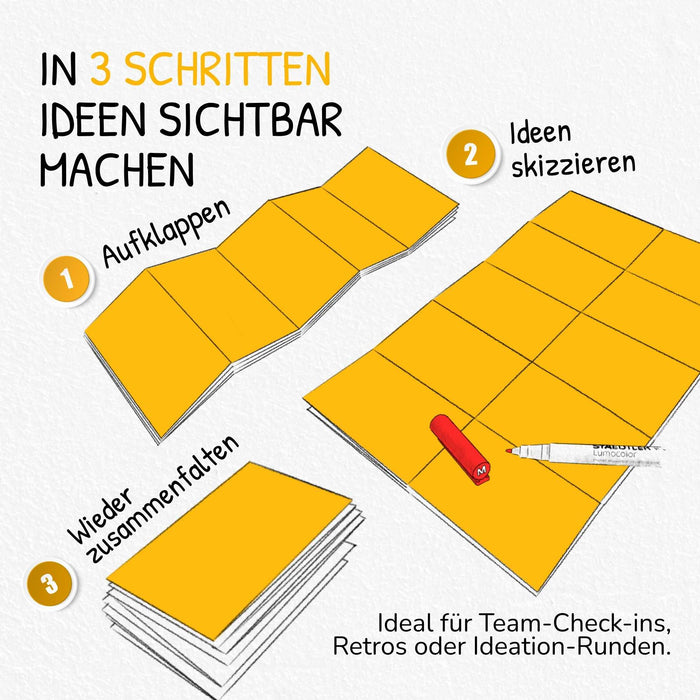 Stattys Noteboard: Faltbares Whiteboard mit 4 Staedtler-Markern