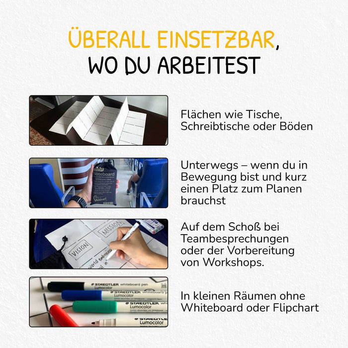 Stattys Noteboard: Faltbares Whiteboard mit 4 Staedtler-Markern