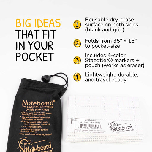 Stattys Noteboard: Foldable Whiteboard with 4 Staedler Markers