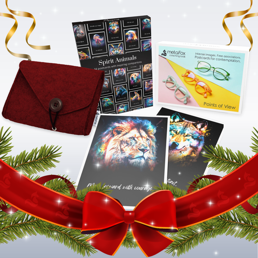 Weihnachtsgeschenk-Bundle: Filztasche, Spirit Animals & Points of View Reflexionskarten