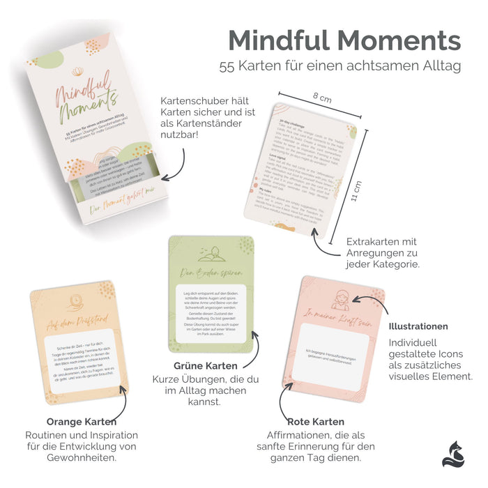 Mindfulness Gift Bundle: Affirmation Cards, Mindful Moments, and Felt Bag