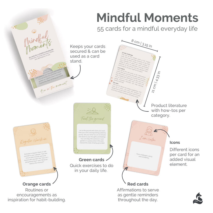 Mindfulness Gift Bundle: Affirmation Cards, Mindful Moments, and Felt Bag