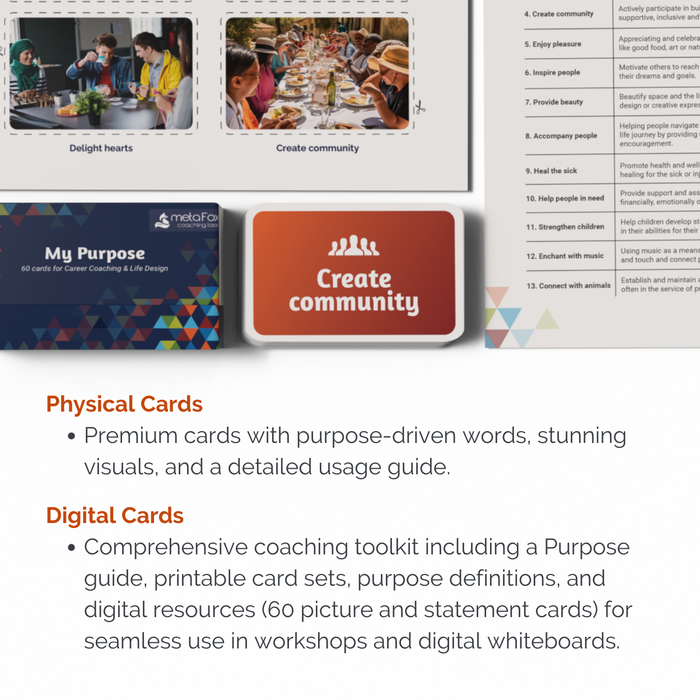 Cartes de coaching "My Purpose" Ensemble de luxe - Ensemble physique + numérique