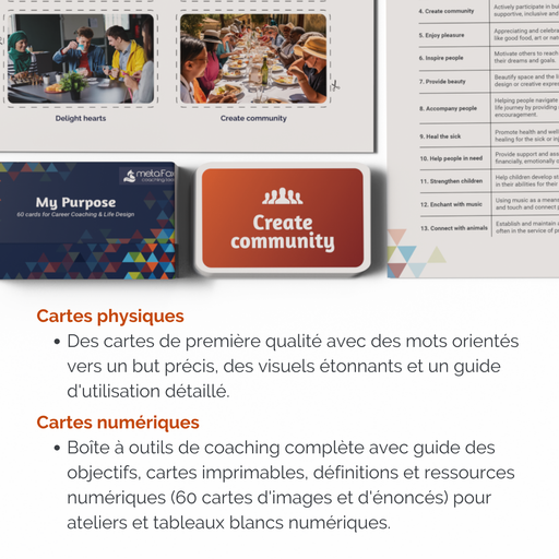 Cartes de coaching "My Purpose" Ensemble de luxe - Ensemble physique + numérique