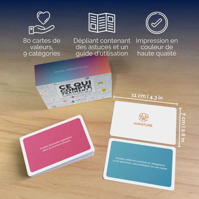 Cartes de coaching "Ce qui compte vraiment" pour travailler avec les valeurs