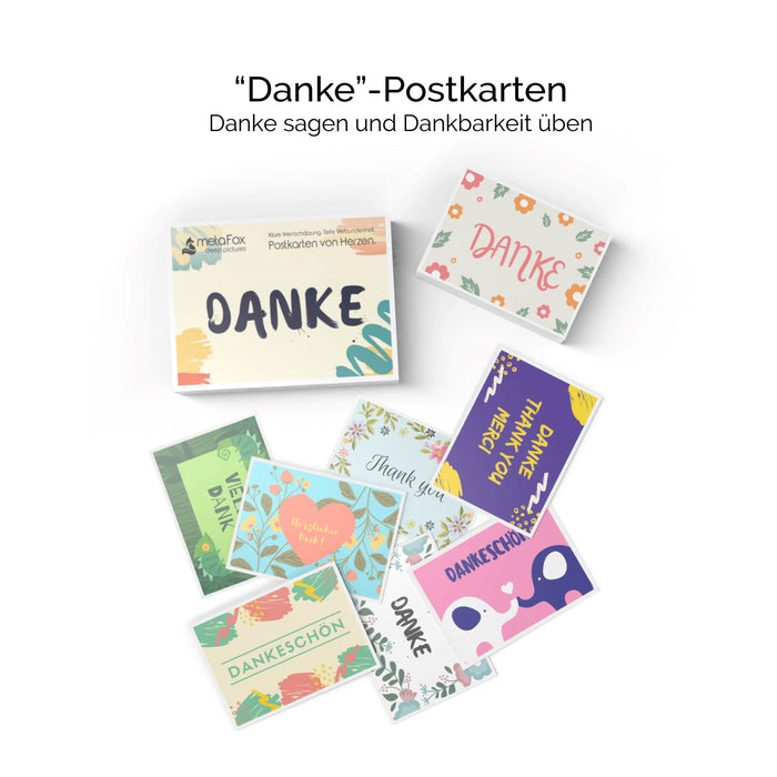 „Danke“ - Postkarten, um Danke zu sagen und Dankbarkeit zu zeigen