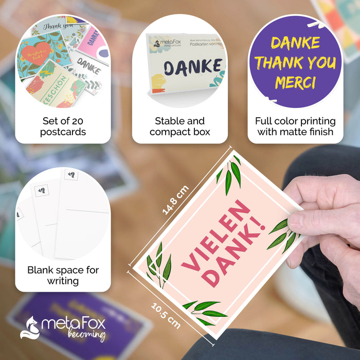 Postcards Pack "Thank you" to say thanks & show gratitude