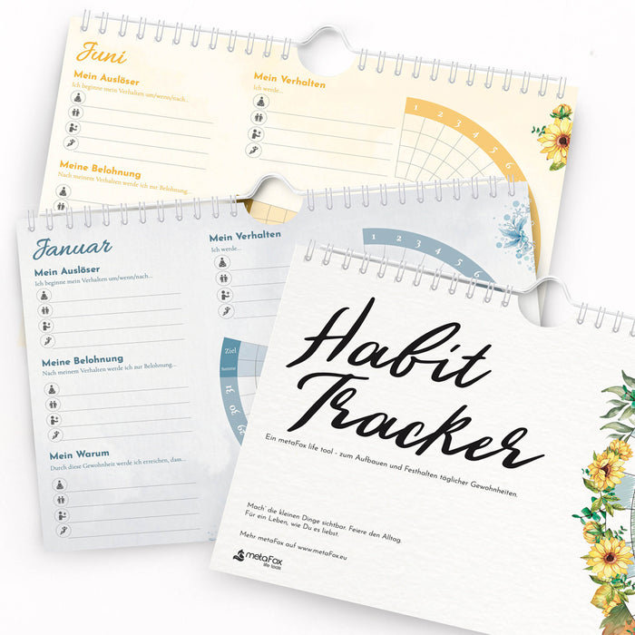 Habit Tracker - suivi en spirale non daté de 12 mois et calendrier mural