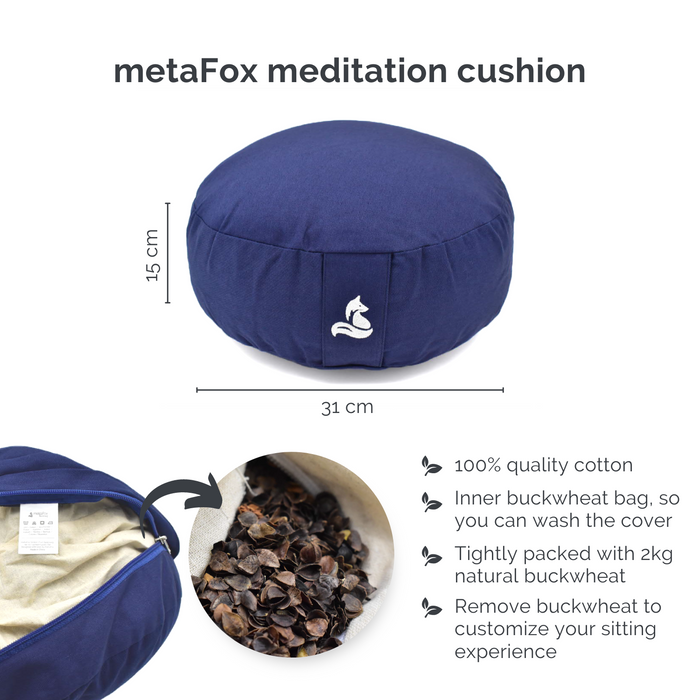 Coussin de méditation par metaFox devenant - Coton rempli de sarrasin, 15 x 31cm