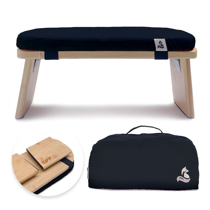 Meditation Bench for meditation & mindfulness practice - foldable bamboo incl. cushion