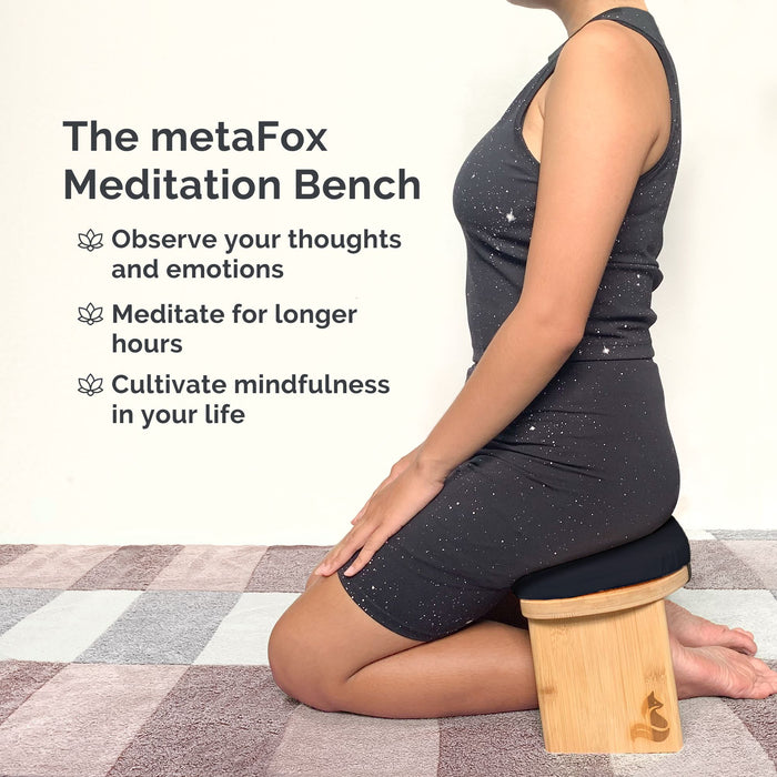 Meditation Bench for meditation & mindfulness practice - foldable bamboo incl. cushion