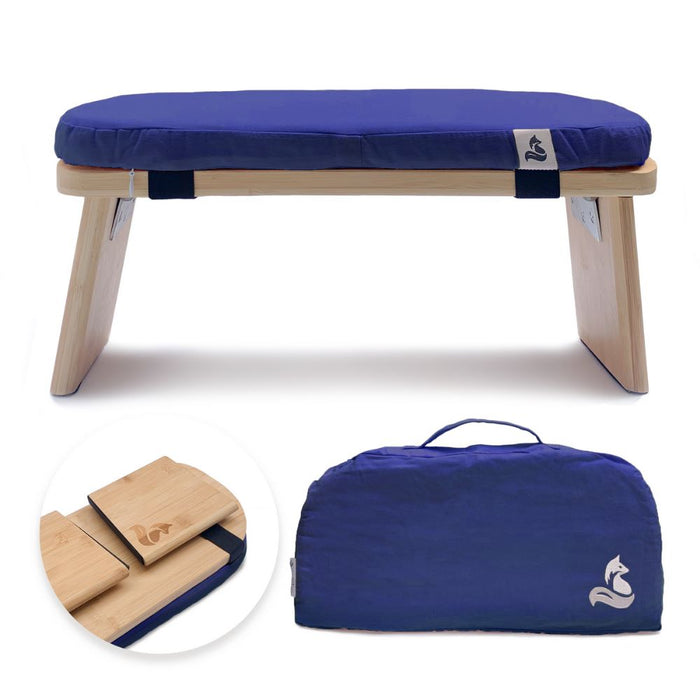 Meditation Bench for meditation & mindfulness practice - foldable bamboo incl. cushion