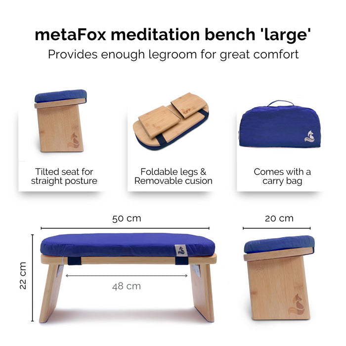 Meditation Bench for meditation & mindfulness practice - foldable bamboo incl. cushion