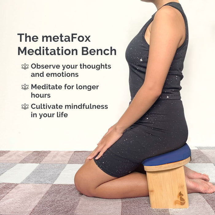 Meditation Bench for meditation & mindfulness practice - foldable bamboo incl. cushion