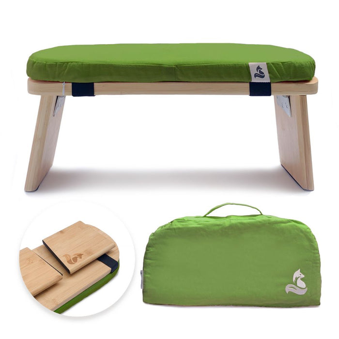 Meditation Bench for meditation & mindfulness practice - foldable bamboo incl. cushion