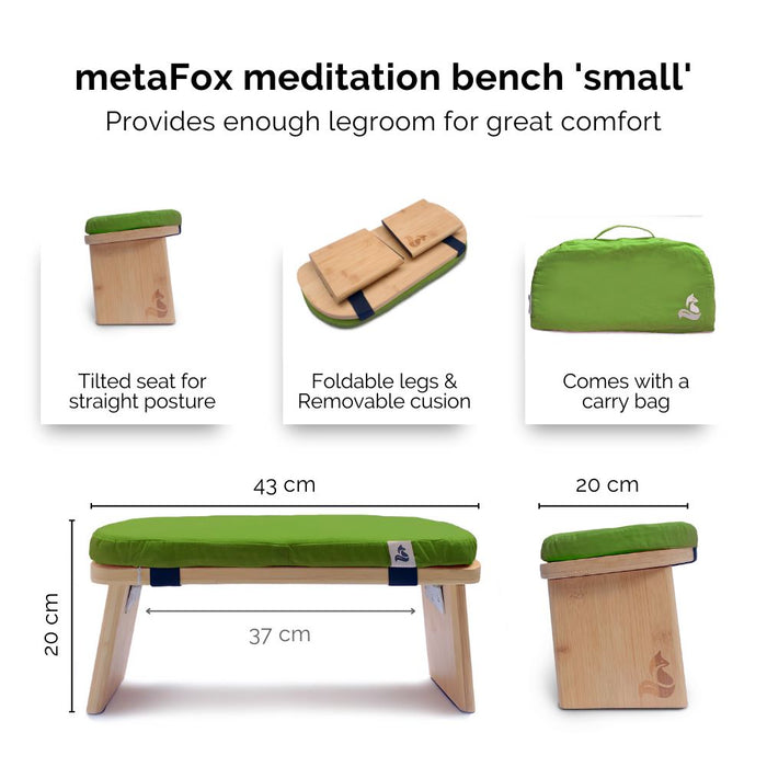 Meditation Bench for meditation & mindfulness practice - foldable bamboo incl. cushion