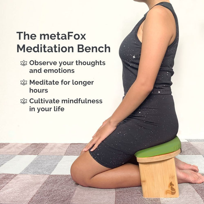 Meditation Bench for meditation & mindfulness practice - foldable bamboo incl. cushion