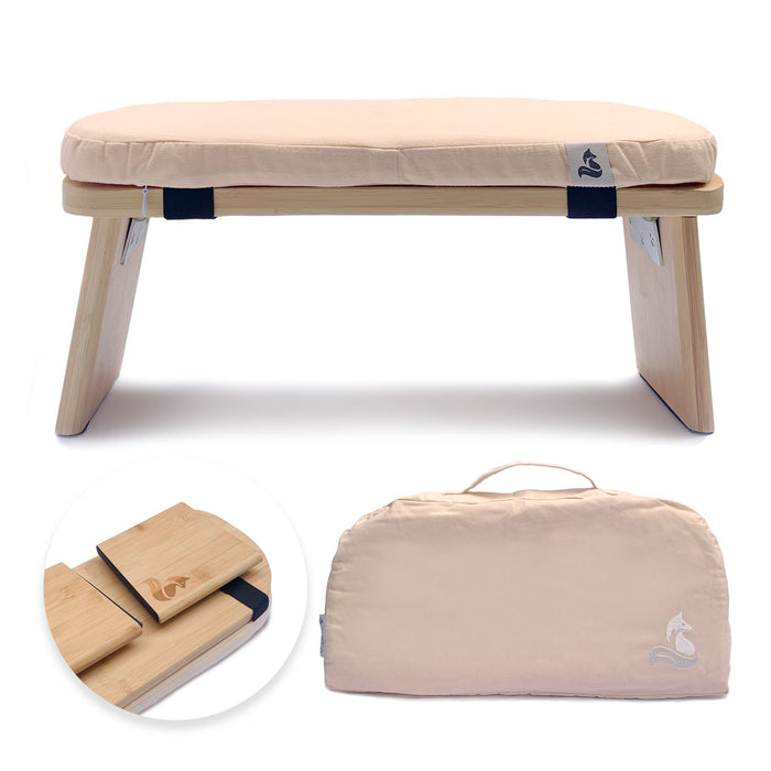 Meditation Bench for meditation & mindfulness practice - foldable bamboo incl. cushion