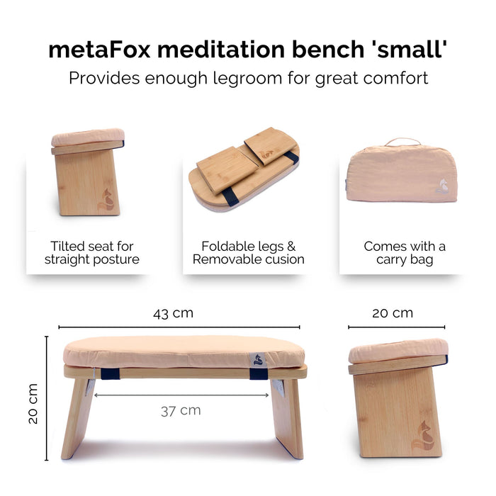 Meditation Bench for meditation & mindfulness practice - foldable bamboo incl. cushion