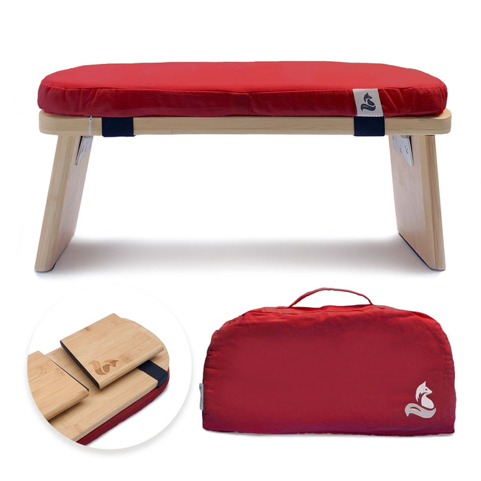 Meditation Bench for meditation & mindfulness practice - foldable bamboo incl. cushion