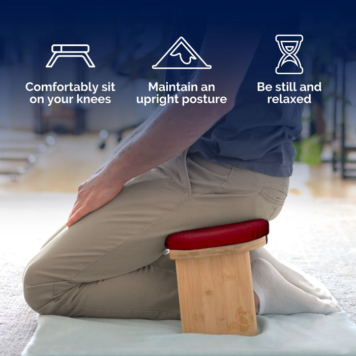 Meditation Bench for meditation & mindfulness practice - foldable bamboo incl. cushion