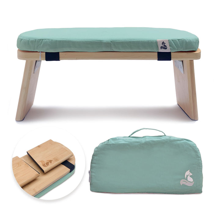 Meditation Bench for meditation & mindfulness practice - foldable bamboo incl. cushion