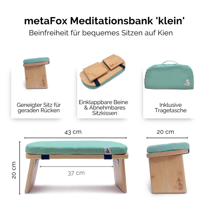 Meditation Bench for meditation & mindfulness practice - foldable bamboo incl. cushion