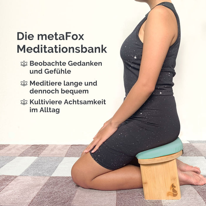 Meditationsbank für Meditation & Achtsamkeitspraxis - klappbarer Bambus inkl. Kissen