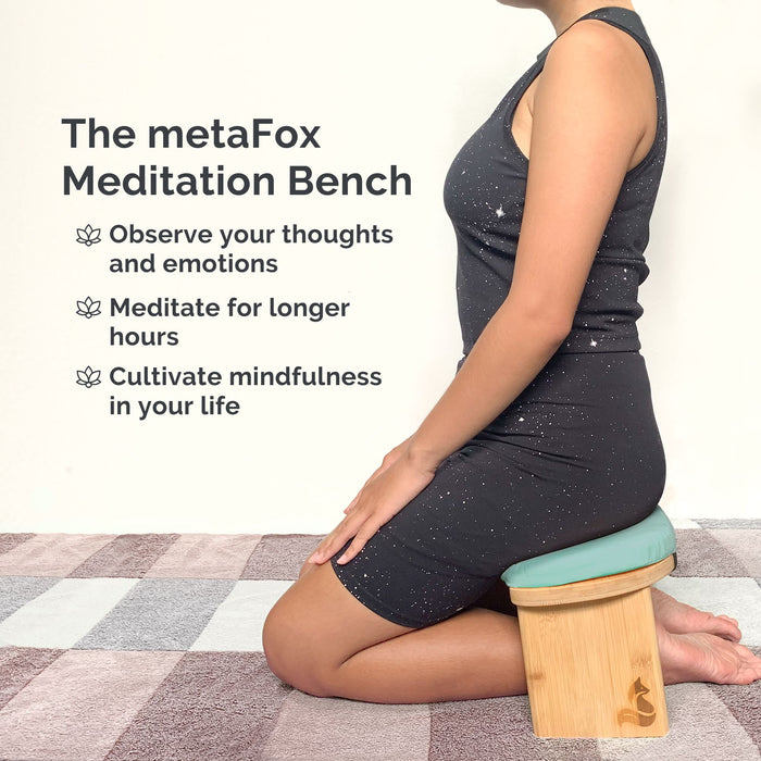 Meditation Bench for meditation & mindfulness practice - foldable bamboo incl. cushion