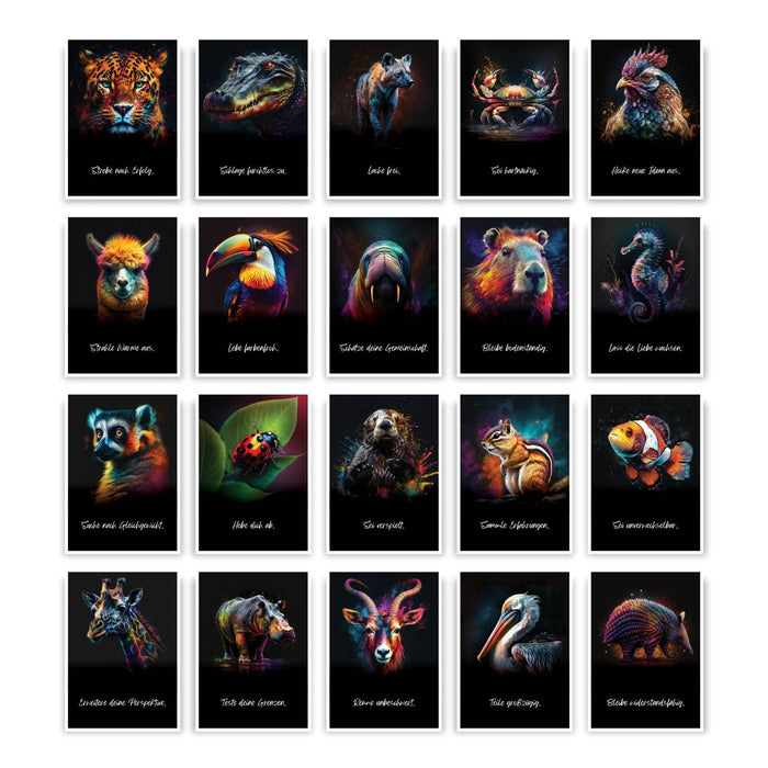 Postcards Set "Spirit Animals Vol. 2" with 44 Inspirational Messages