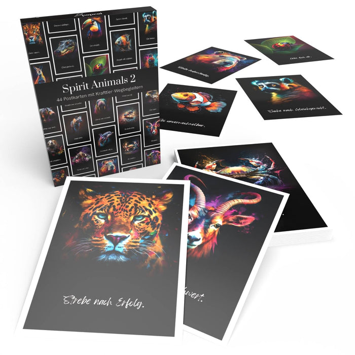 Postcards Set "Spirit Animals Vol. 2" with 44 Inspirational Messages